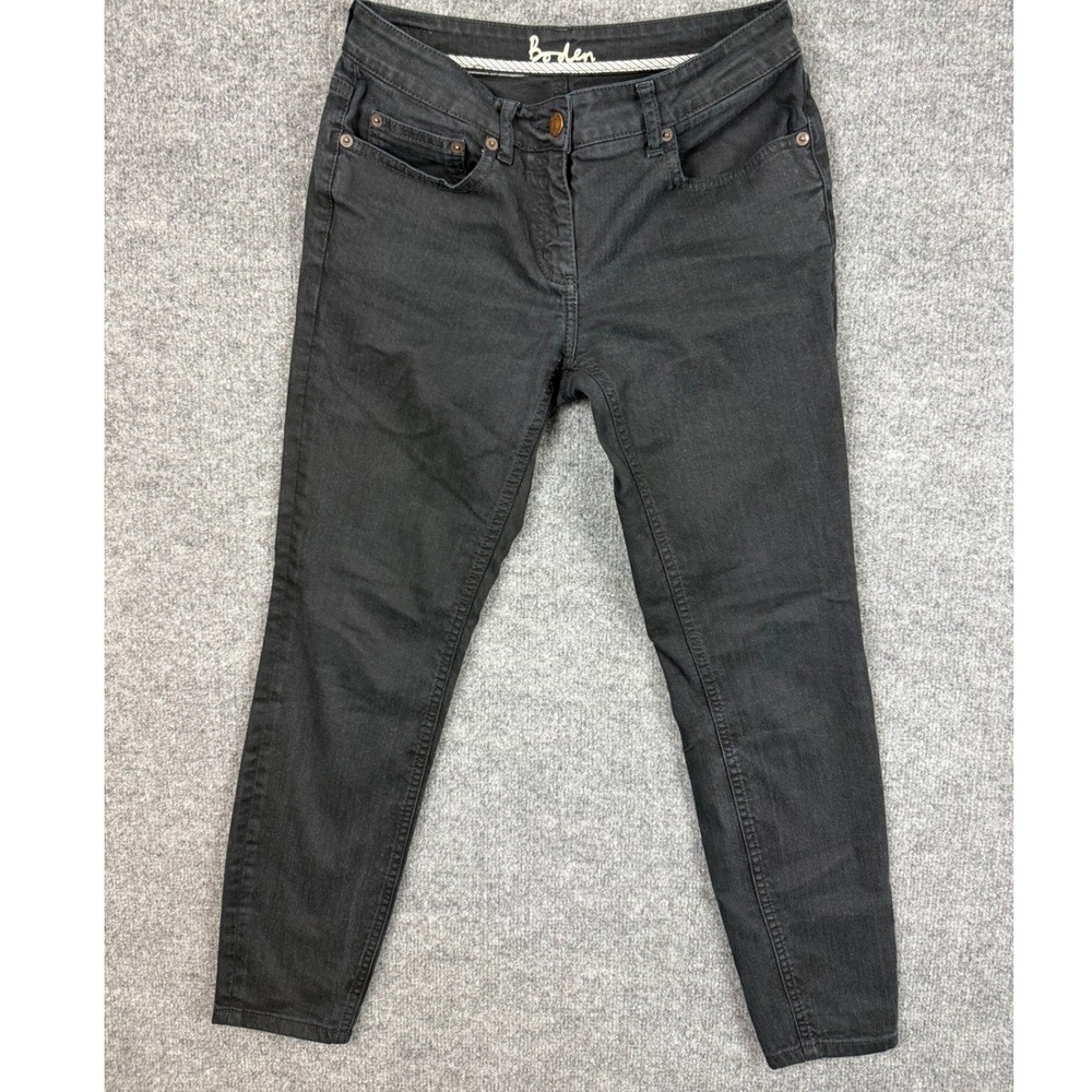 Boden Womens Skinny Straight Jeans Black Stretch Denim Sz 4 Petit, 25 Inseam Mid